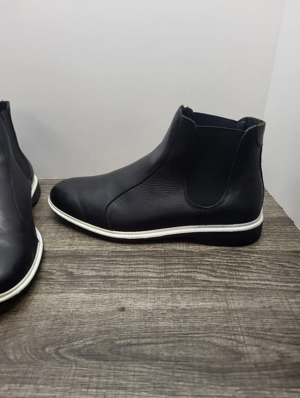 Amberjack The Chelsea Boot In Black White Casual Leather Men’s Size 10 M